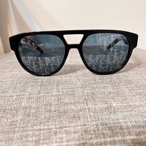 Dior Black Logo-Print Shield Sunglasses